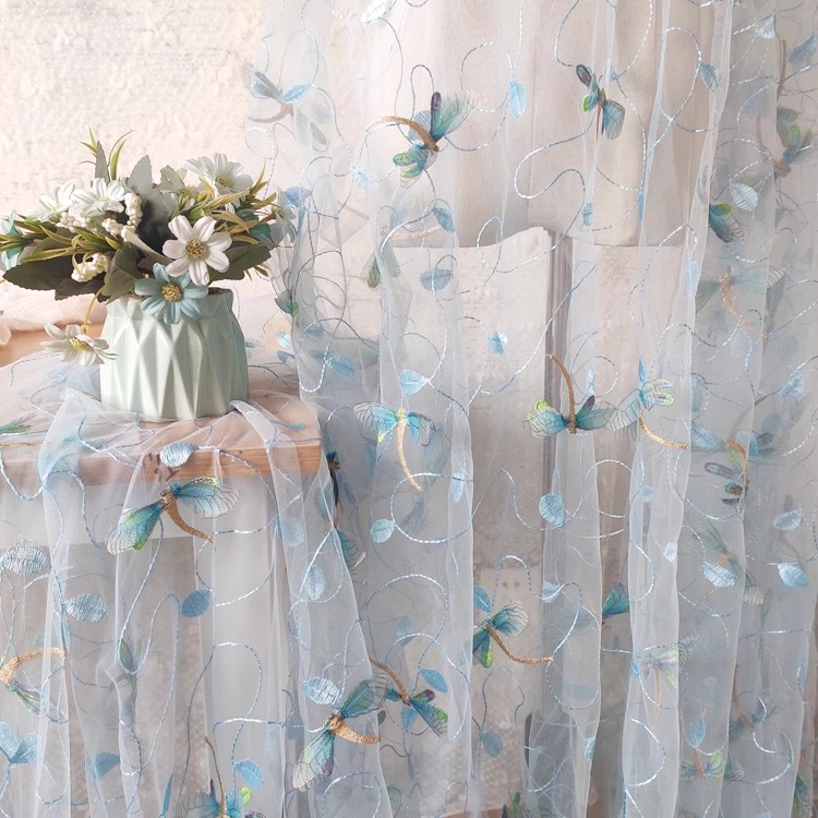 Sewing Embroidery Fabric - 1 yard Mavi pembe örgü kumaş