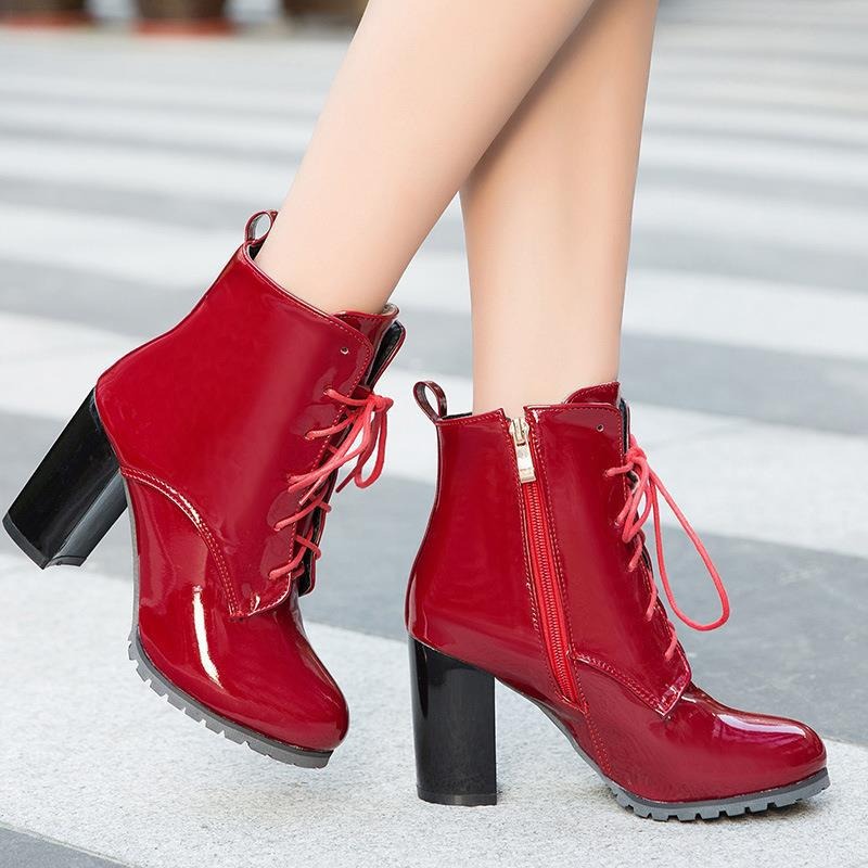 Moda kadın botları ayak bileği - Sewing Front Zipper incelemesi ve fiyatı